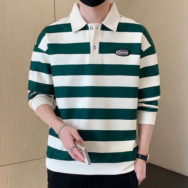 

classic men's hoodie pullover striped is casual and loose, Black