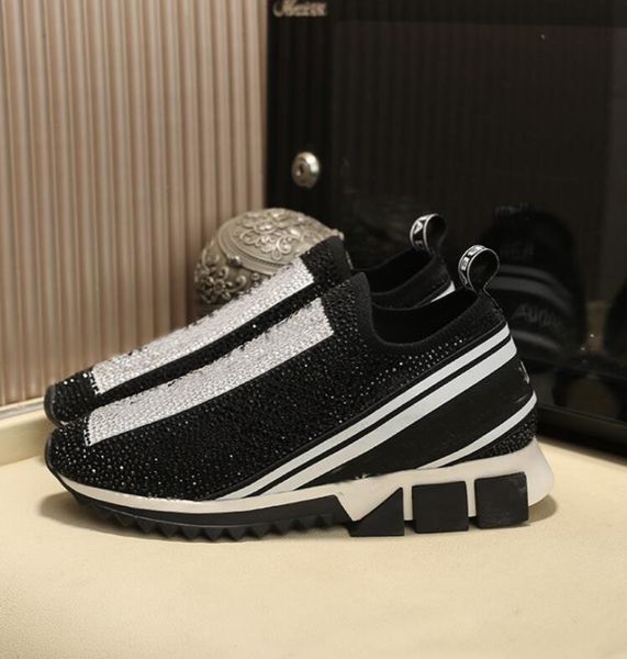

luxury men shoes sorrento sneaker stretch mesh with fusible crystals black red blue slip on trainers party dress skateboard walking