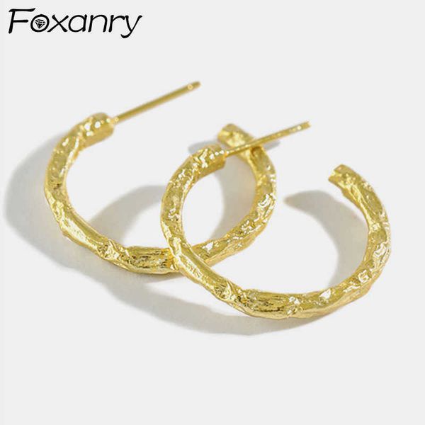 

charm anry prevent allergy silver color hoop earrings new fashion charming irregular simple design party jewelry wholesale l230315, Golden