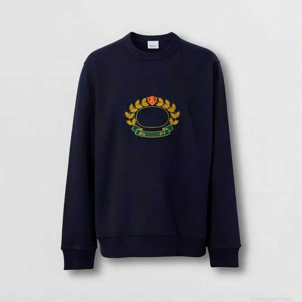 

correct b burbry luxury designer classic version of sweatshirt oak leaf badge new men and women 2seasonal clothingjfgn, Black