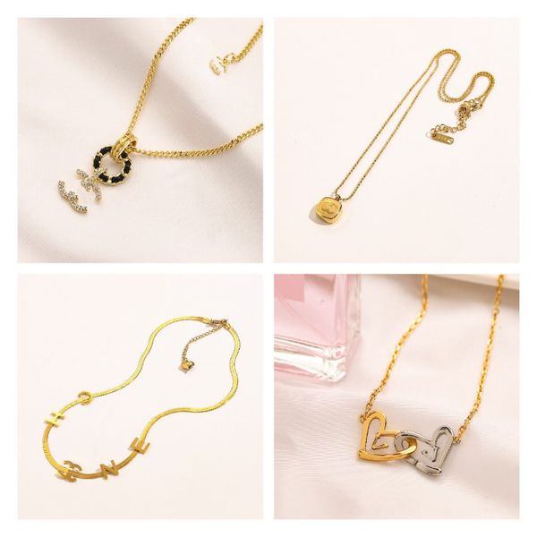 

channel 18k gold plated luxury designers necklaces clover love diamond pearl letter fashion 925 sliver women crystal necklaces wedding party, Silver