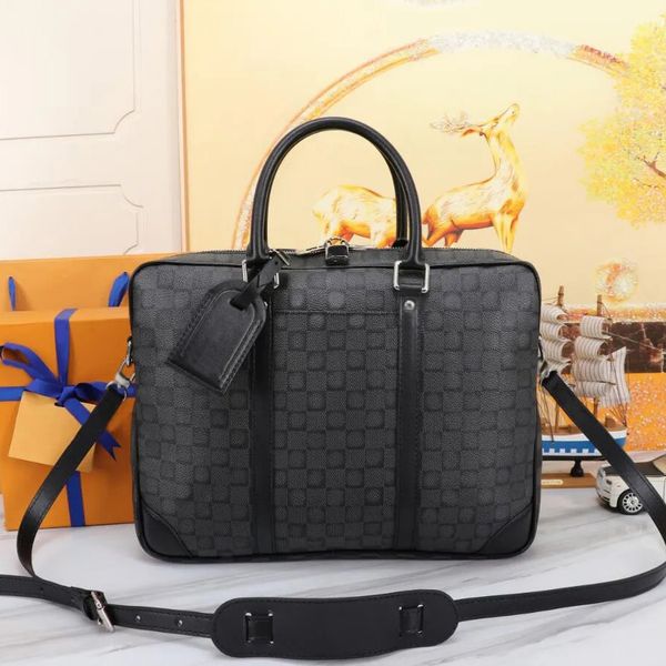 

luxurys men business briefcase shoulder voyage handbag computer bag genuine leather mens quality handbags tote with postman bag messenger ba