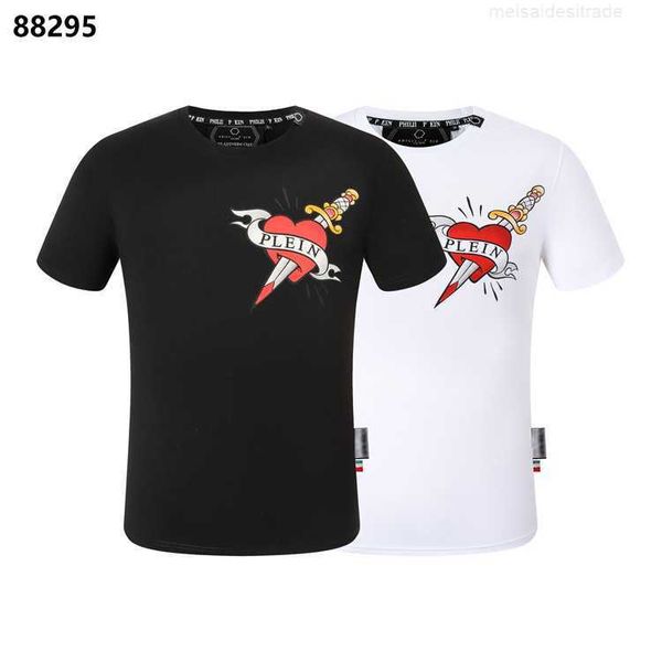 

luxury philippuep lein trendy philippuepe pulan pp men's t-shirt skull drill short sleeve desigers a4as, White;black