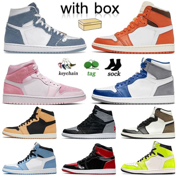 

og 1 1s mens basketball shoes with box jumpman denim starfish mid digital pink true blue bred patent mochas shadow smoke grey womens sneaker