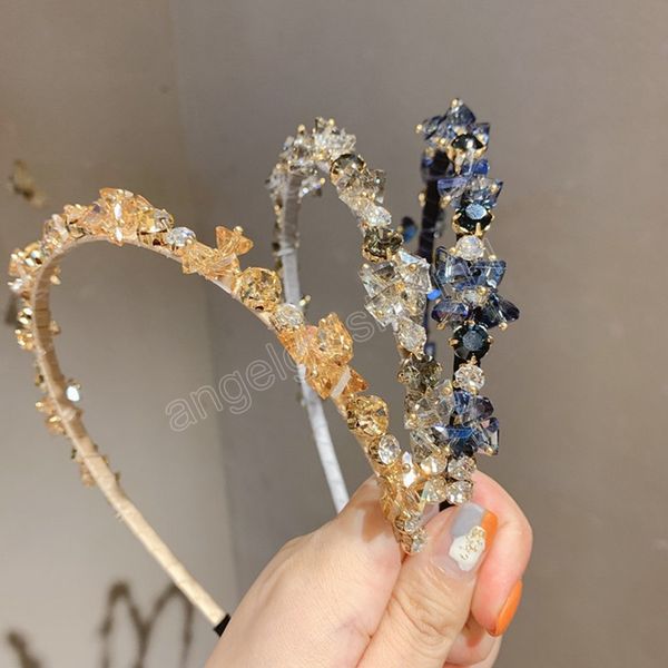

korean fashion crystal rhinestone headband elegant headband banquet hair hoop suitable for ladies washing face headwear, Slivery;white