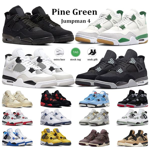 

military black 4s men basketball shoes 4s women sneakers canvas black cat university blue red thunder sail white cement pure money bred mens