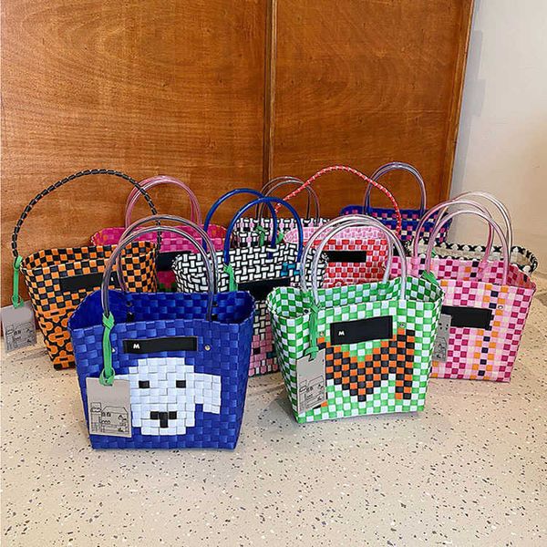 

beach bags women designer bags woven bucket luxurys handbags color matching shopping basket plastic woven shopping bag 230301x