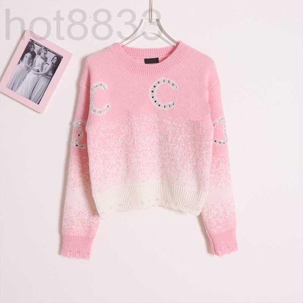 

women's knits & tees designer early autumn new western-style heavy industry studded with diamonds beaded tapered long-sleeved wool swea, White