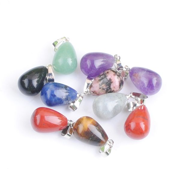 

natural amethyst tiger's eye stone dangle pendants for man women exquisite clavicle dinner party accessories jewelry random mixed whole, Silver