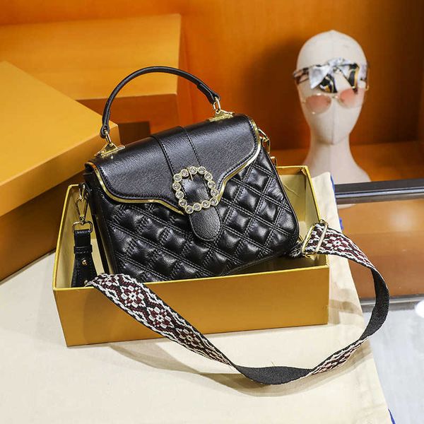 

live broadcast leather women's bag 2023 new fashion high grade feeling diamond lattice handbag versatile one-shoulder cross-body