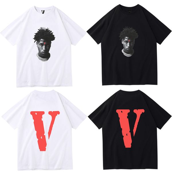 

vlone summer men's "v" letter printing pullover fashion trend hip-hop leisure brand t-shirt men's luxury clothing street, White;black