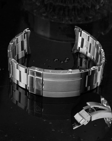 

21mm watch band bracelet for rol seadweller with glide lock tools6717415, Black;brown