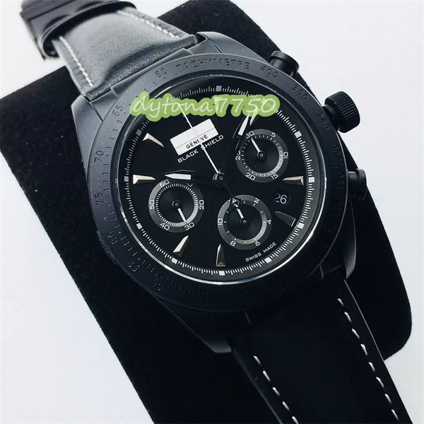 

2023new tw produced watch with 7753 flying back chronograph movementsapphire mirror waterproof function leather bracelets montre de luxe des, Slivery;golden