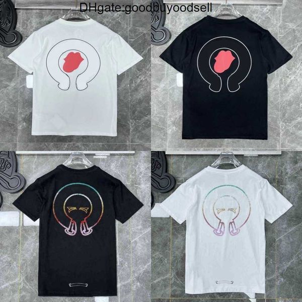 

fashion mens classic t shirts brand t-shirts ch white short sweater casual embossed letter horseshoe sanskrit cross pattern designers moou, White;black