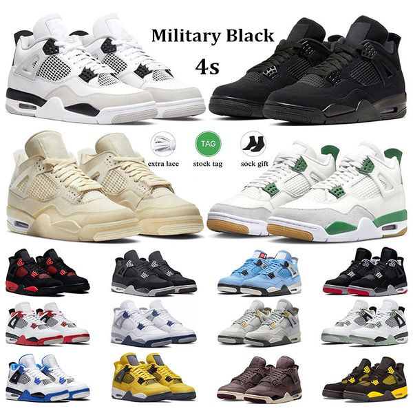 

og men basketball shoes 4 4s women soprts sneakers military black cat canvas pine green university blue sail midnight navy mens trainers siz