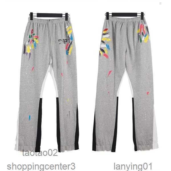 

pants hip hop galleryes designer dept patching hand-painted ink splashing graffiti pant men's women's sports micro flare 45ee9ztac, Black