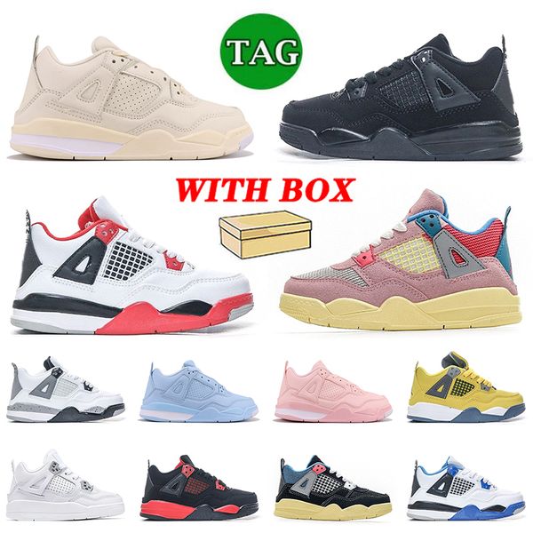 

2023 arrival kids 4s basketball shoes jumpman 4 toddler children youth sneakers sail black cat fire red union guava ice white cement thunder