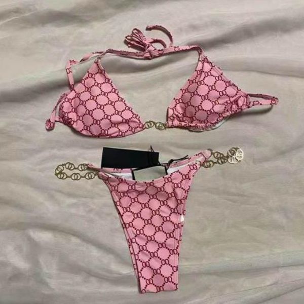 

designer swimwear bikini classics letter bikini set designer two pieces bikinis 2023 halter chain push up swimsuit xl blue pink fashion swim, Black