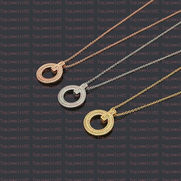 

luxury circle full diamond pendant necklace designer c-shaped half diamond earrings stainless steel couple christmas gift with original velv, Silver