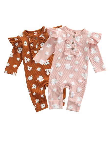 

rompers citgeett autumn infant baby girls casual long sleeve jumpsuit printing button romper spring clothes l230314, Blue