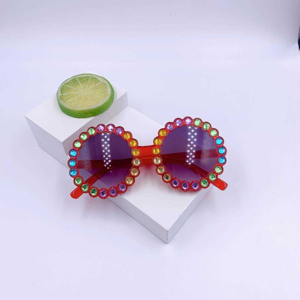 

childrens colorful crystals round frame sunglasses fashion cartoon stylish, Blue