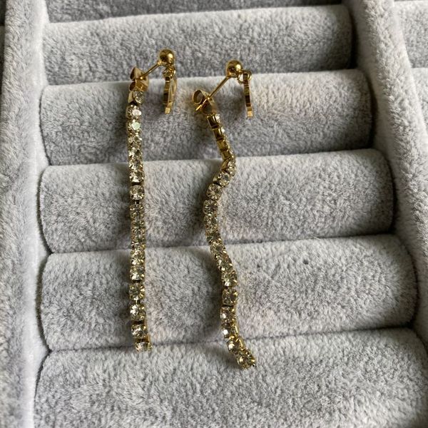 

women fashion designer stud earrings luxury style tassel full diamonds couple earring, Golden;silver