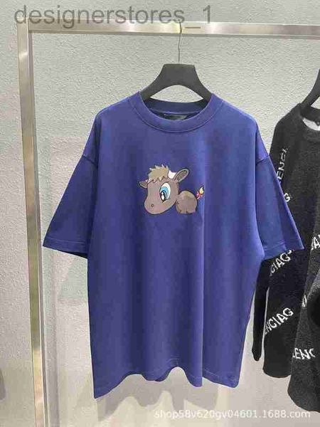 

men's casual shirts designer round-neck short-sleeved animal fashion brand loose t-shirt lovers large lazy style 3p9c, White;black