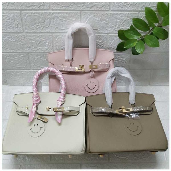 

family h birkin designer bag 2023 togo layer cow leather small litchi pattern portable one-shoulder leather buckle bride
