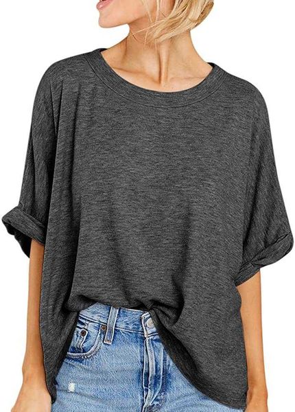 

summer fashion women shirts oversized t-shirt short sleeve loose casual basic shirts summer tee plus sizeo1mn, White