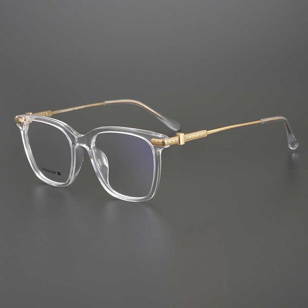 

sunglasses 2023 new japanese-style ins style transparent hand-made fashionable gold plate pure titanium eyeglass frame, White;black