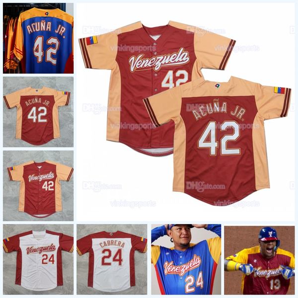 

team venezuela 2023 wbc world baseball classic jersey jose altuve ronald acuna jr. elieser hernandez salvador perez miguel cabrera luis arra, Blue;black