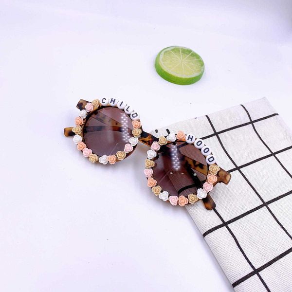

kids sunglasses sticky flower letter cute personality fashion street shooting, Blue