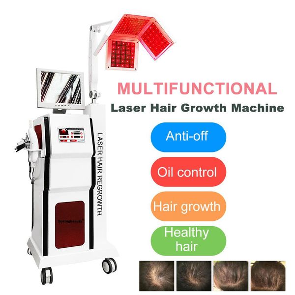 

professional vertical laser anti hair loss machine hair regrowth growth equipment with high frequency 650nm lasers scalp treatment detection