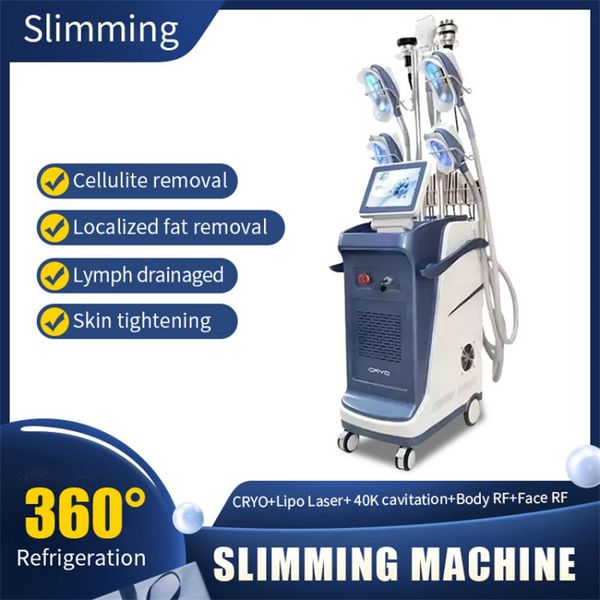 

2023 skin lift vacuum cavitation 360 cryo rf 5 handles machine laser lipo pads for body slimming and facial lifting