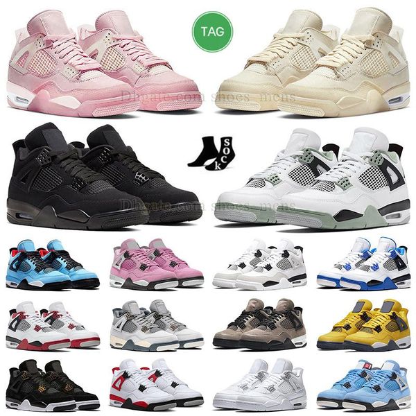 

retro black cat 4s basketball shoes jumpman 4 men women fashion sneakers sail pink seafoam taupe haze outdoor trainers fire red lightning ca