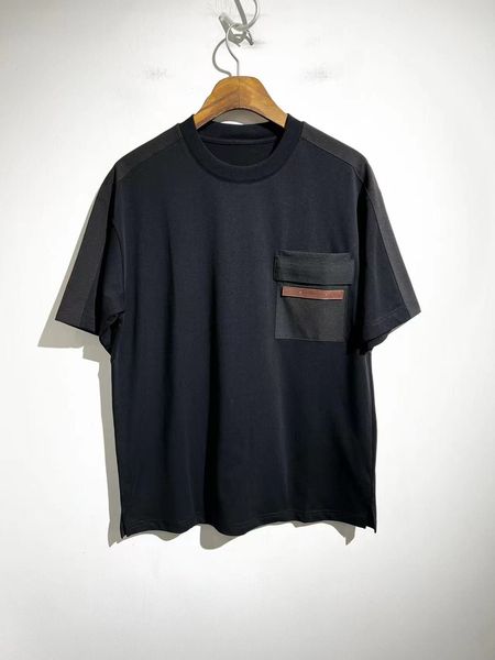 

berl.t t-shirt men women 1:1 four-color patchwork cut short sleeve top, White;black