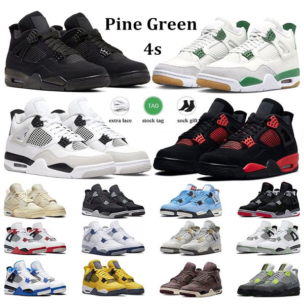 

men basketball shoes 4s jumpman 4 women sneakers military black cat canvas pine green university blue midnight navy pn dust mens sports trai