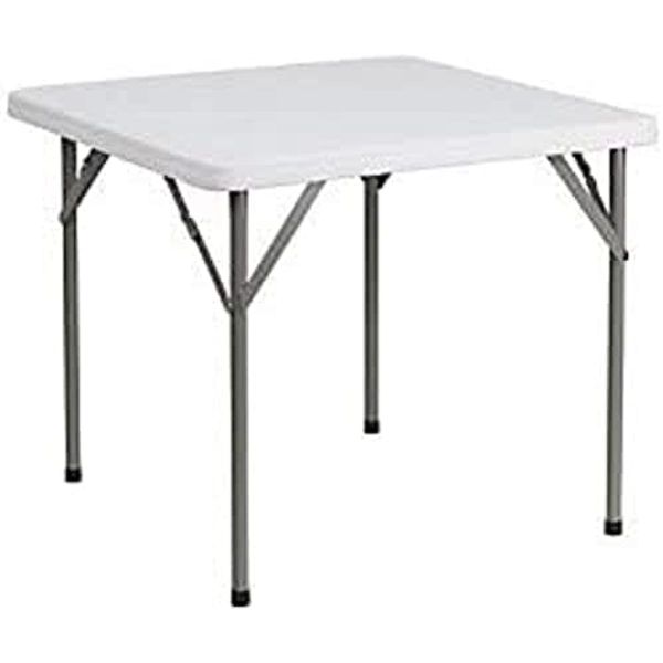 

flash furniture 3 foot square granite white plastic folding table