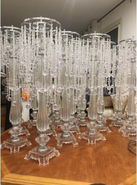 

70cm tall crystal wedding centerpiece acrylic flower stand centre table event marriage decoration chandelier 10pcslot3492555