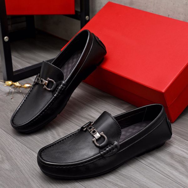 

2023 men formal dress shoes masculino genuine leather elegant suit shoes brand designer men's casual office loafers size 38-44, Black