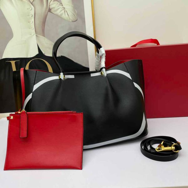 

7a designer totes genuine leather black handbag calfskin shopping bag inside coin purse 2 sizes
