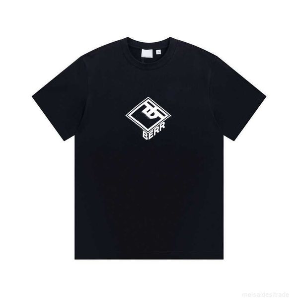 

correct version b burbry luxury designer of 23ss bu home personalized printed short-sleeved t-shirt high street casual couples with same ins, White;black