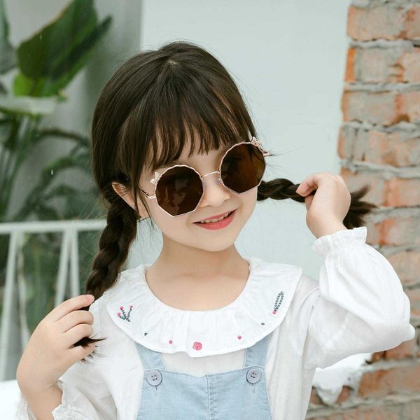 

childrens fashion sunglasses metal bow trendy child glasses uv protection, Blue