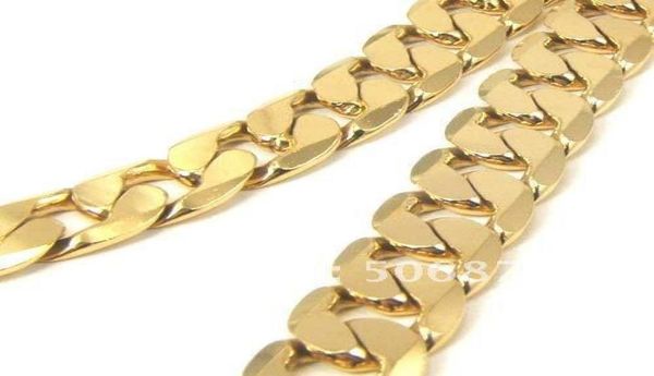 

24k yellow gold filled men039s necklace 24quotcurb chains gf jewelry 12mm width6870024, Silver