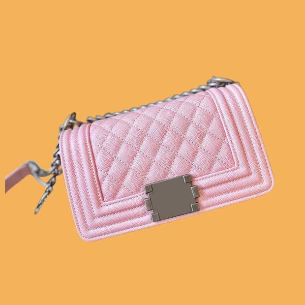 

10a chain crossbody bags claic mini boy caviar vinatge bags calfskin leather quilted aged silver hardware chain strap crobody shoulder women