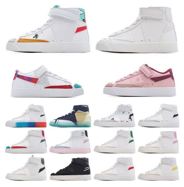 

2023 new fashion kids blazer shoes running shoes children youth boys girls trainers designer shoe platform sneakers vintage blazers multi co, Black