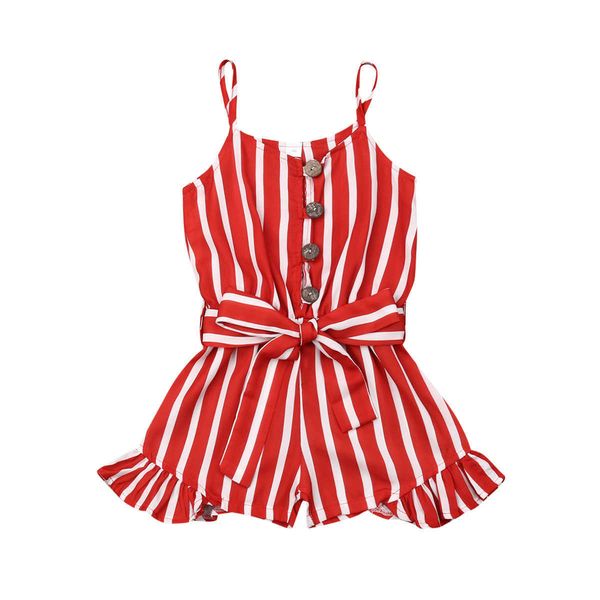 

rompers citgeett summer toddler kids baby girls clothes strap striped red romper summer chiffon strap outfit 3-8y l230314, Blue