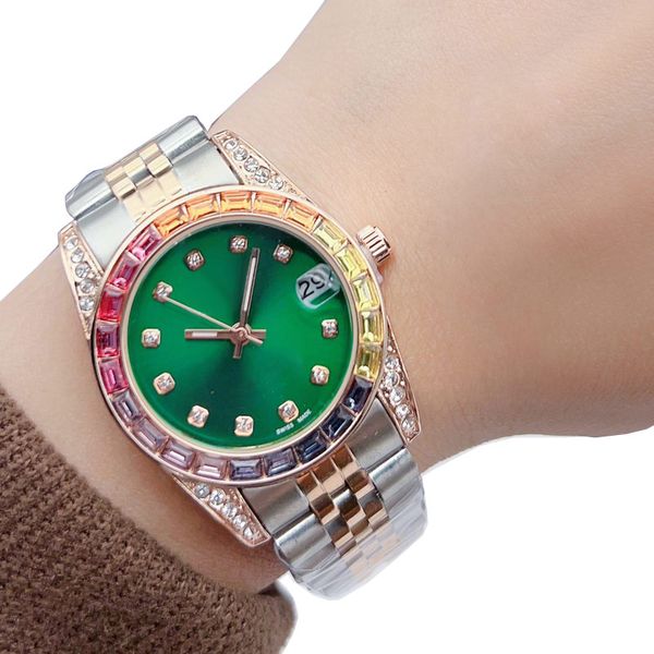 

watch luxury ladies 31mm rhinestone gold brand designer diamond fashion women watches waterproof wristwatches for womens christmas mother&#0, Slivery;golden