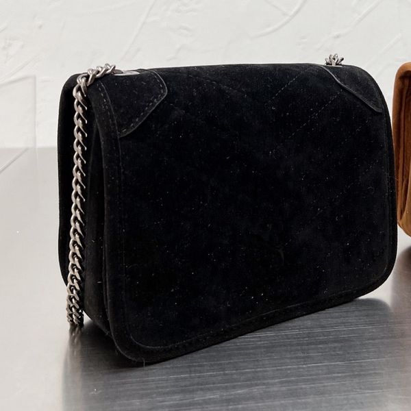 

fashion bag imitation deerskin women's bag v stripe metal logo design crossbody bag
