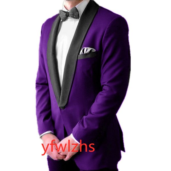 

handsome one button tuxedos groom shawl lapel men suits mens wedding tuxedo costumes de pour hommes jacket pants tie y6857, Black;gray